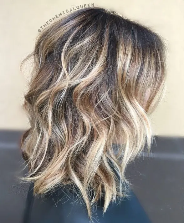 Medium Brown Blonde Shag Hairstyle for Women