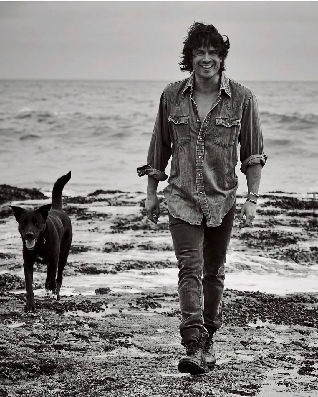 Ian Somerhalder with dog