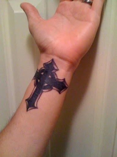 cross wrist tattoo for men
