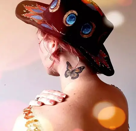 butterfly neck tattoo women