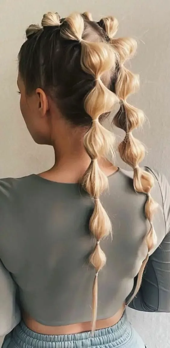 Bubble braids hairstyle for middle school girls