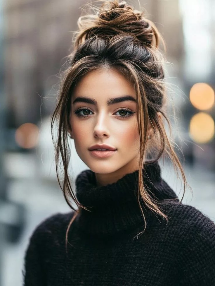 Top knot hairstyle for middle school girl