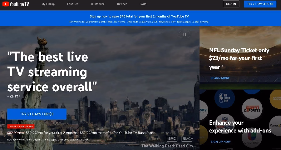 youtube tv live streaming