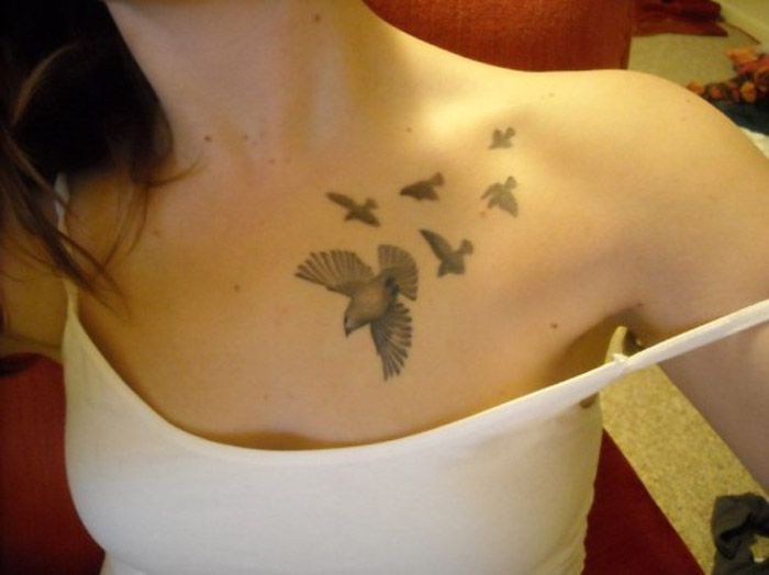 birds chest tattoos for women