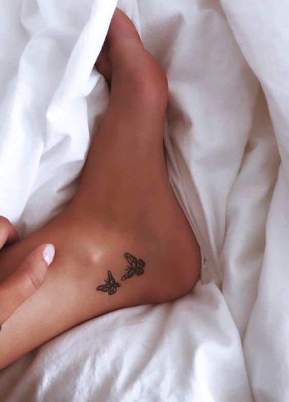 butterfly ankle tattoos for women