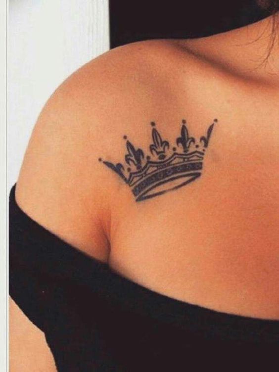 crown chest tattoos for women