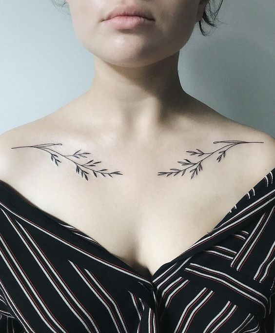 leaves chest tattoos for women