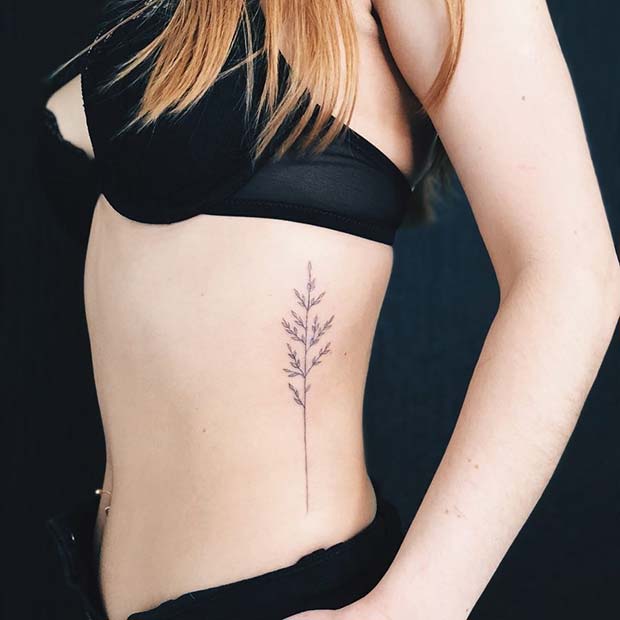 Pretty-Botanical-Rib-Tattoo-for women