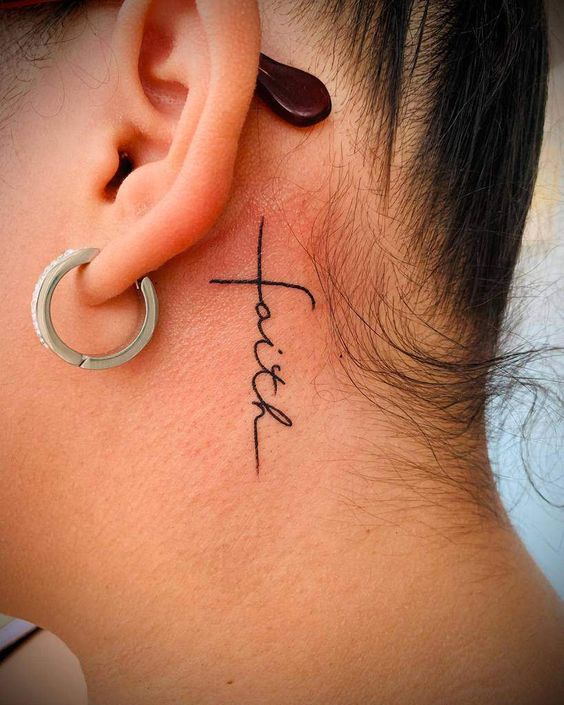 faith neck tattoos for women