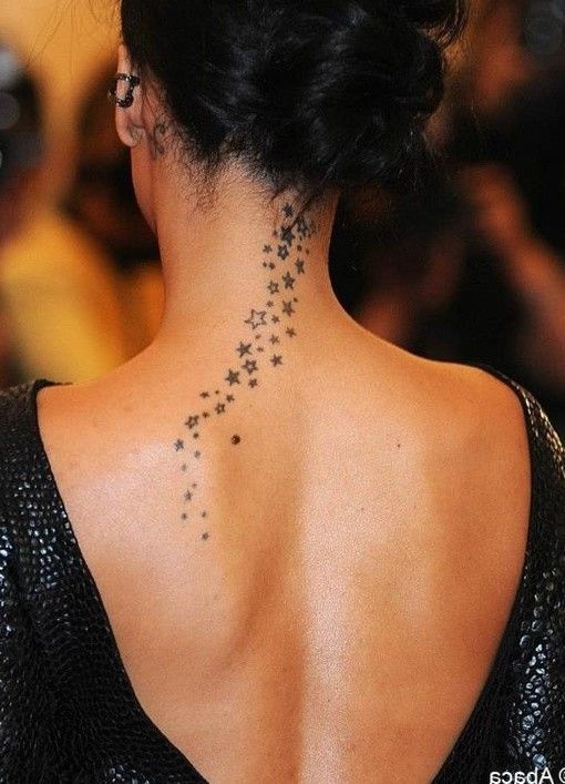 stars neck tattoos for women