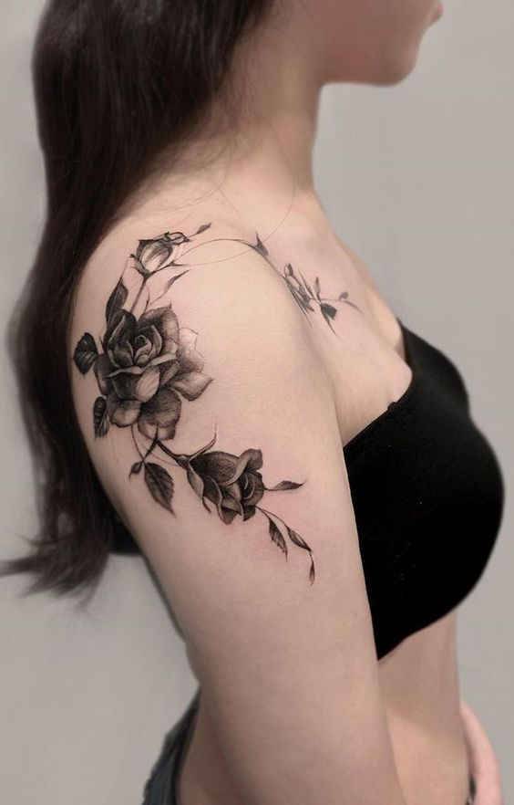 trendy shoulder tattoos for women