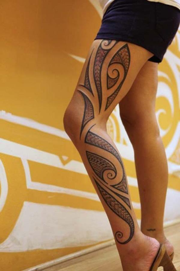 tribal-leg-tattoo for women