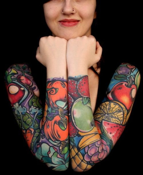 fruits Sleeve Tattoos For Women