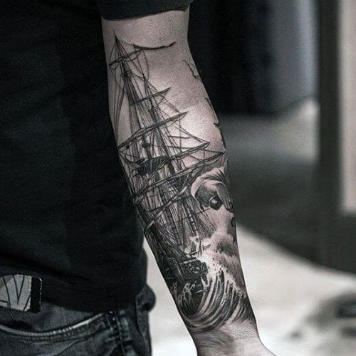 ship Forearm Tattoos For men