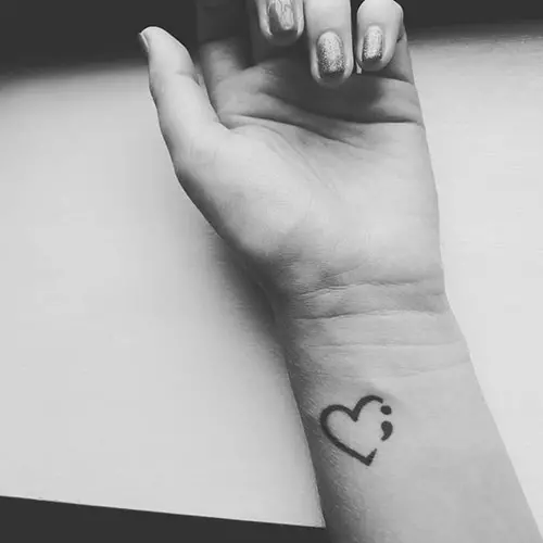 Beautiful Semicolon Heart Tattoo for girls