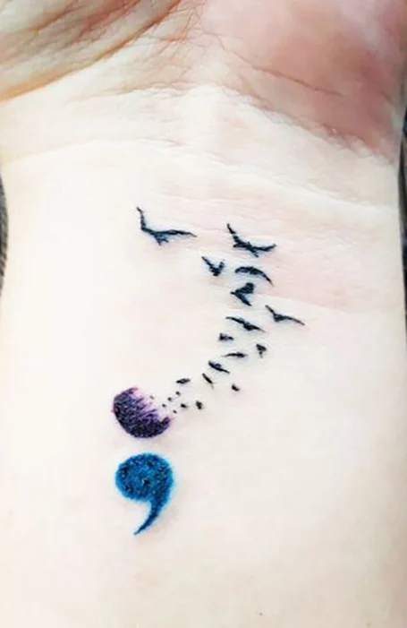 Bird Semicolon Tattoo for girls