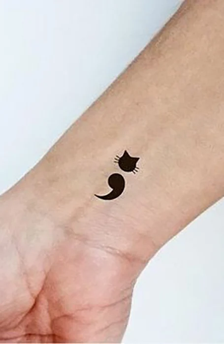 Cat Semicolon Tattoo for girls