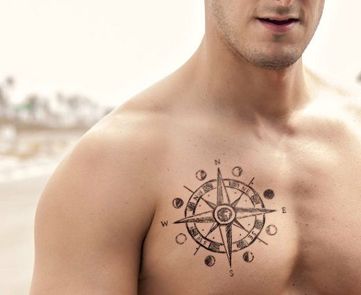Compass Chest Tattoo for Men