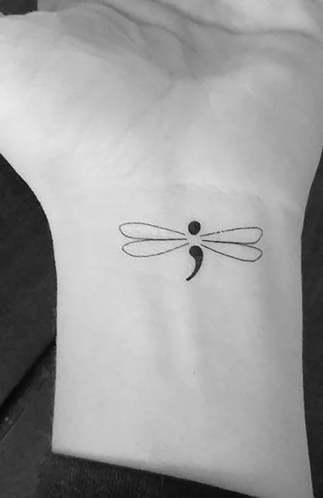 Dragonfly Semicolon Tattoo for girls