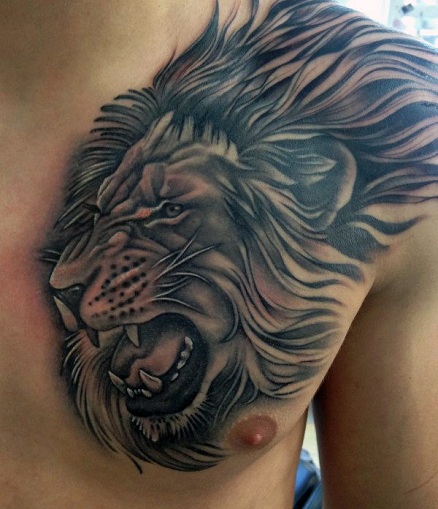 Lion Chest Tattoos for men