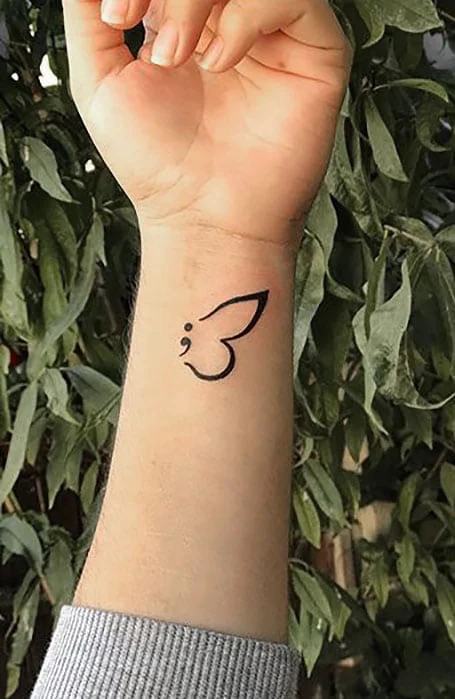 Semicolon Butterfly Tattoo for girls