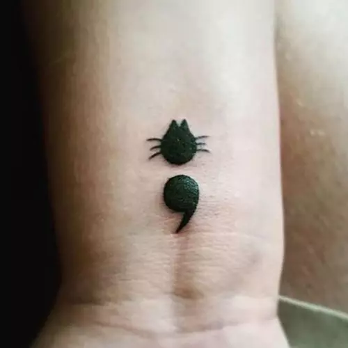 Semicolon Cat Tattoo