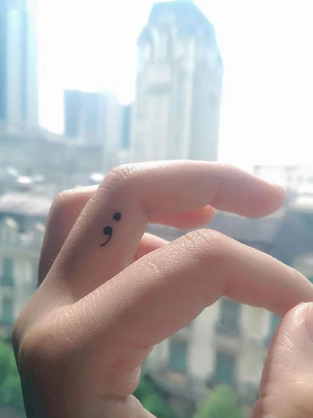 Semicolon Finger Tattoo for girls