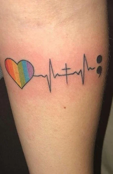 Semicolon Heart Tattoo for women