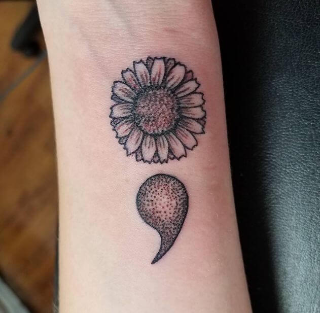 Semicolon Sunflower Tattoo for women