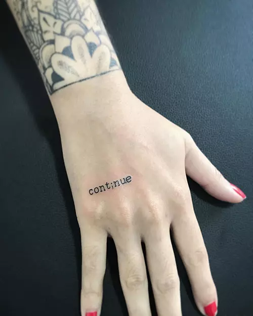 Semicolon Tattoo With Word for women