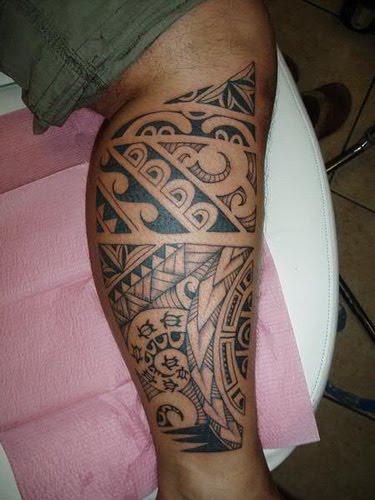 Tribal leg tattoos for men