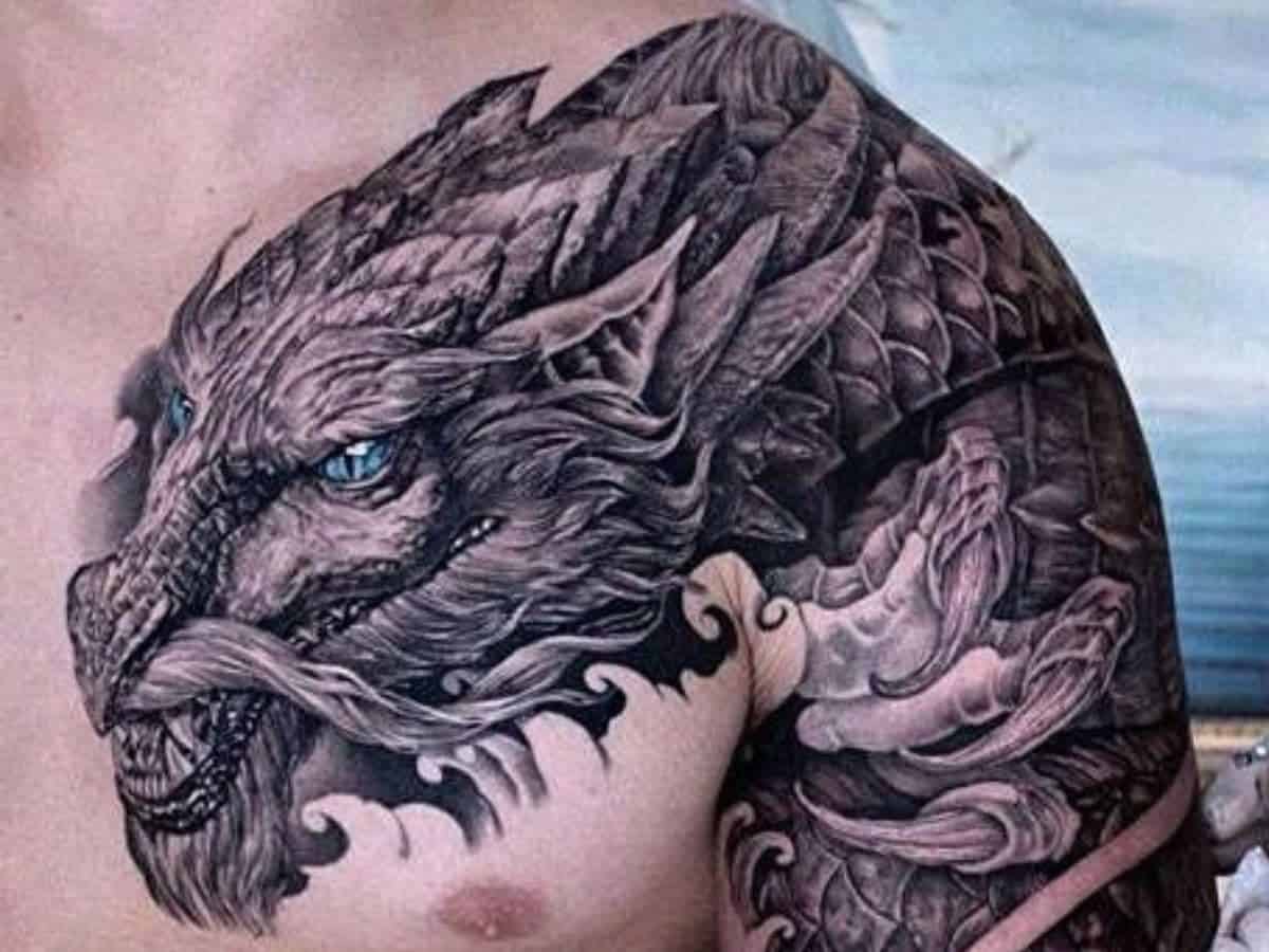 dragon shoulder tattoos for men