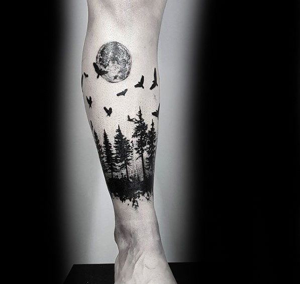 forest leg tattoos for men