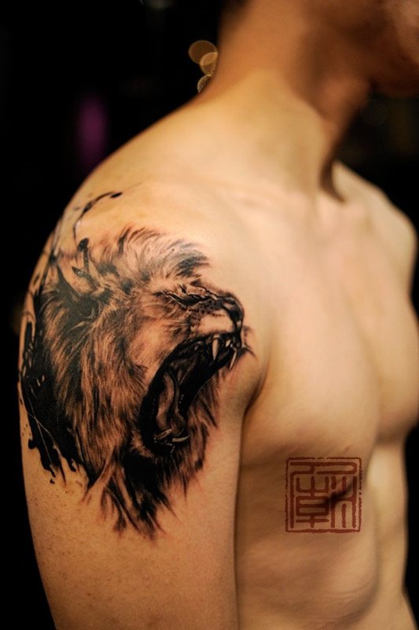 lion shoulder tattoos for males