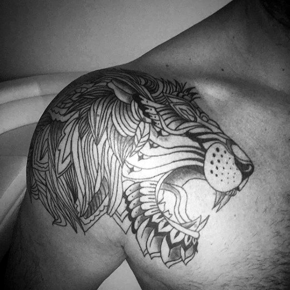 lion shoulder tattoos for men