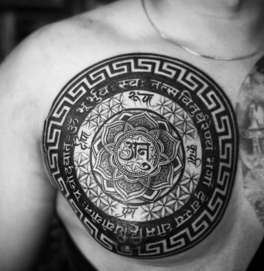 mandala-chest-tattoo for men