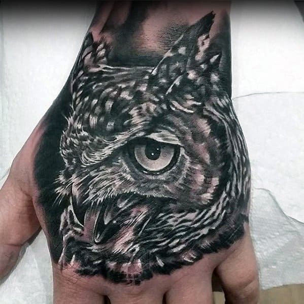 owl Hand Tattoos For Men