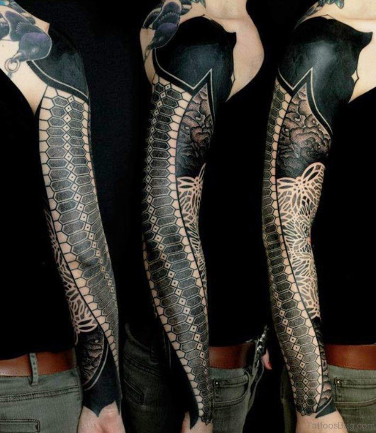 Geometric Full Sleeve Tattoo For Men