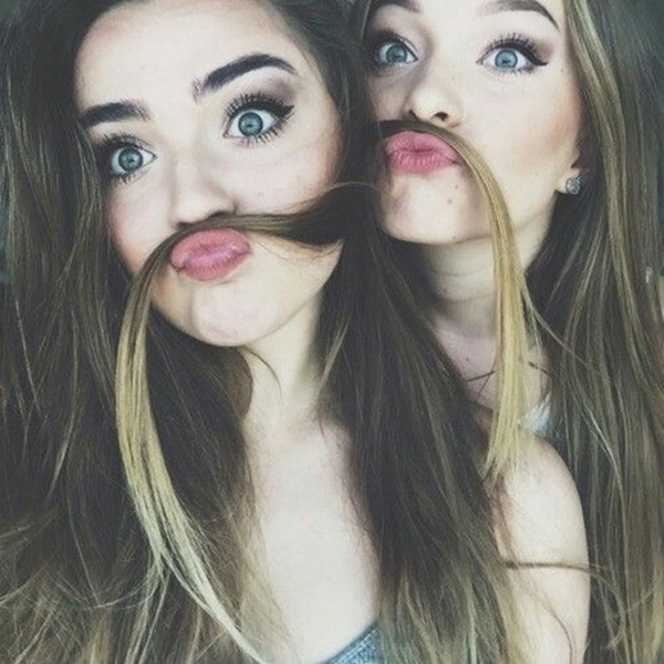 moustache Selfie Poses For Girls