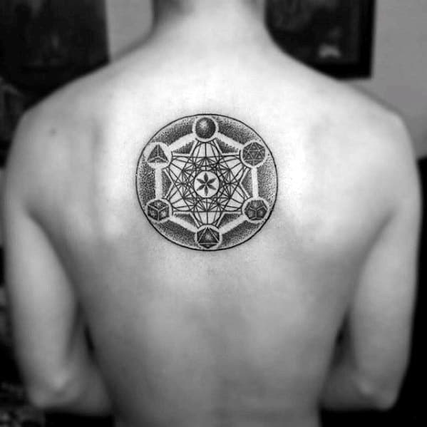 geometric back tattoos for men