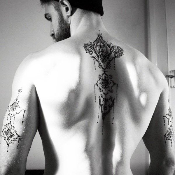 henna back tattoos for men