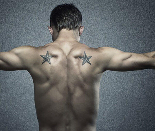 shoulder blade back tattoos for men