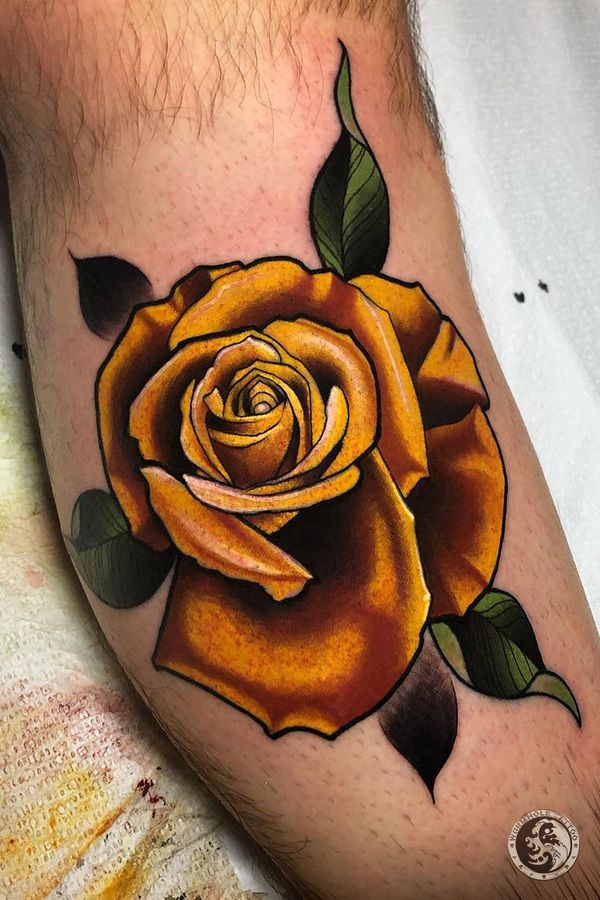 Orange rose tattoo for men