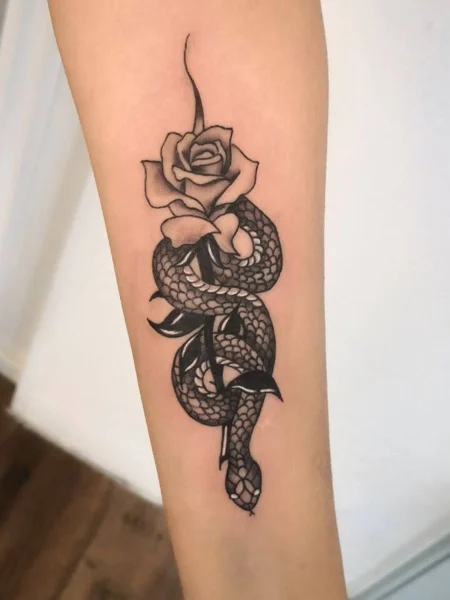 Snake-and-Rose-Tattoo- for men