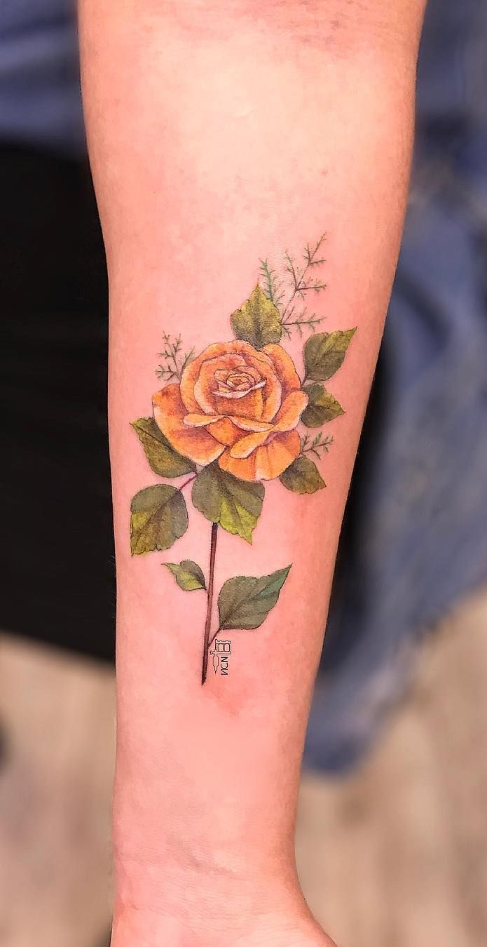 Yellow rose tattoo for men