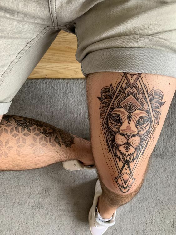 front thigh tattoos for men