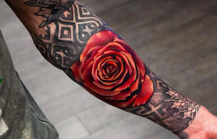 red rose tattoo for men
