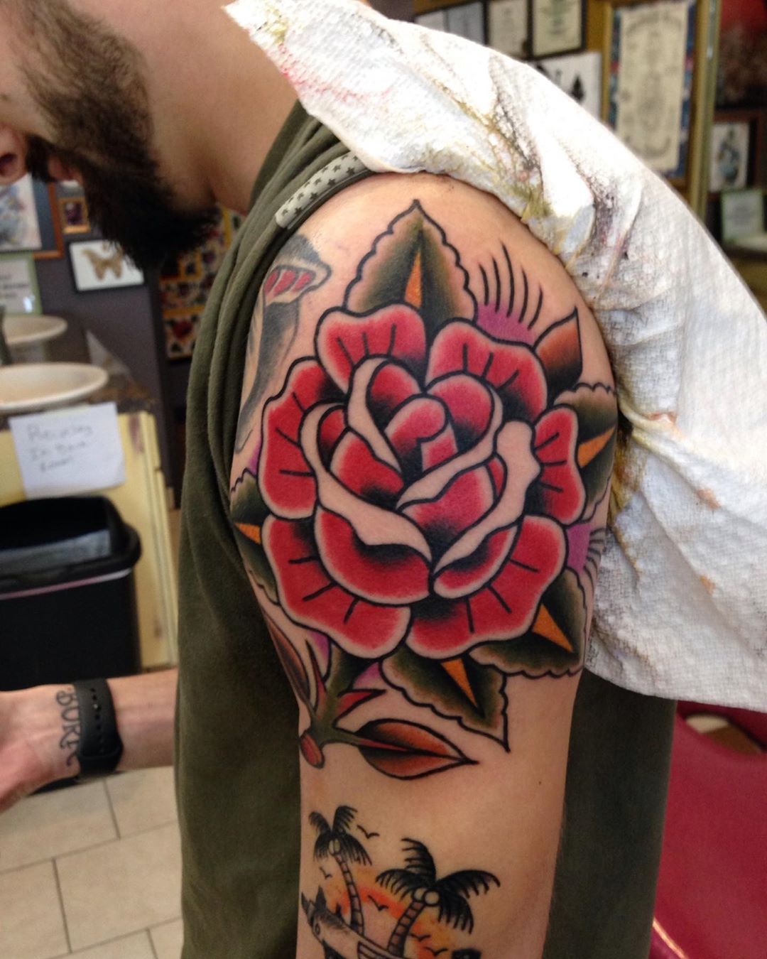 rose tattoo for men on hand