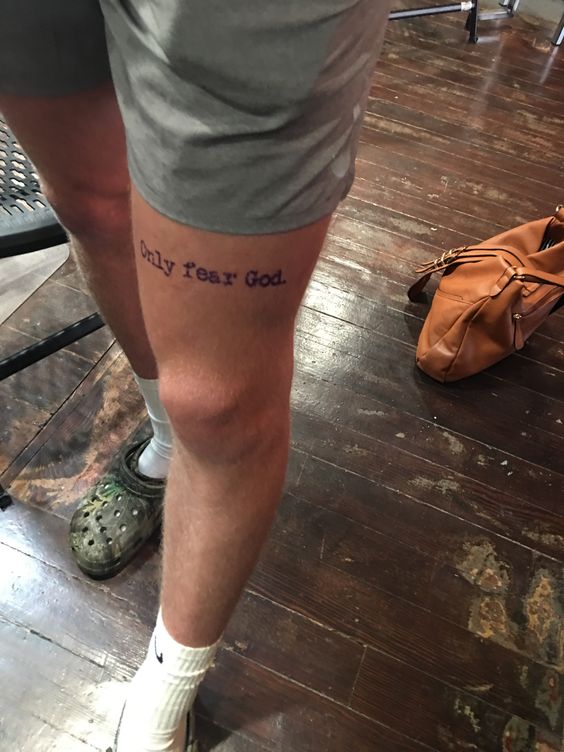 text Thigh Tattoos for Men