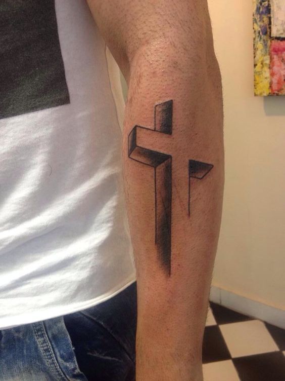3d cross tattoo for men
